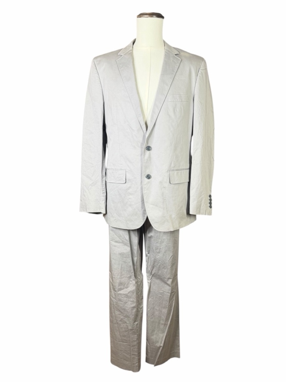 Murano Silver/Gray Classic Two-Button 2-Piece Suit – XL (Blazer), 34x34 (Pants)
